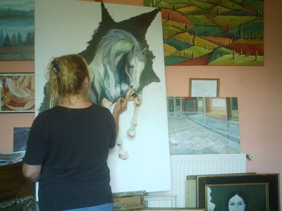 peinture en cours cheval